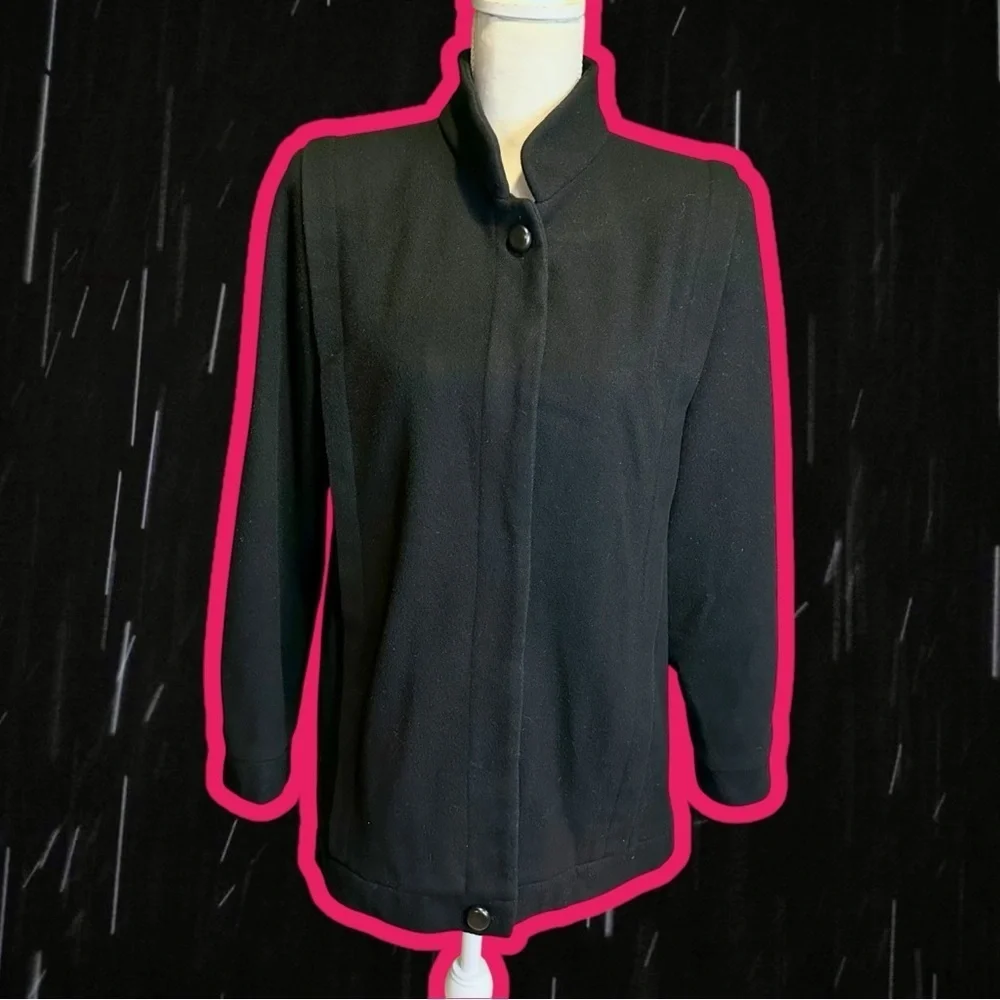 Mackintosh Vintage 100% Pure Wool Black Button-Down Long-Sleeve Pea Coat Size 8